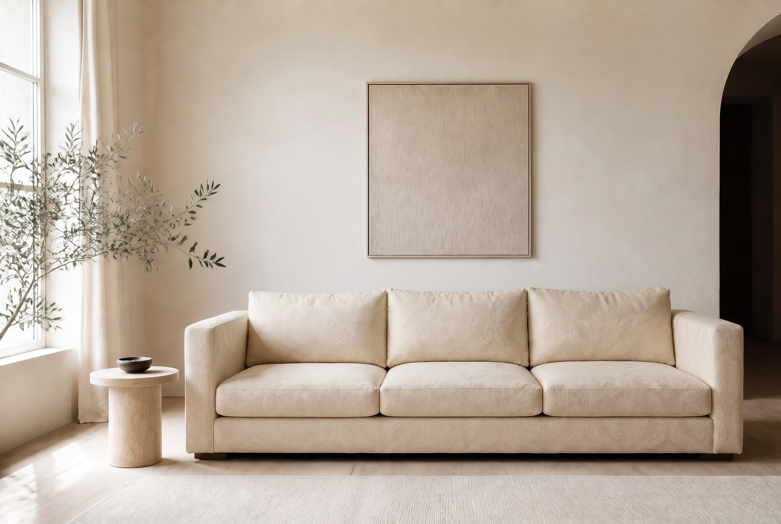 Modern sofa upholstered in Jacquard